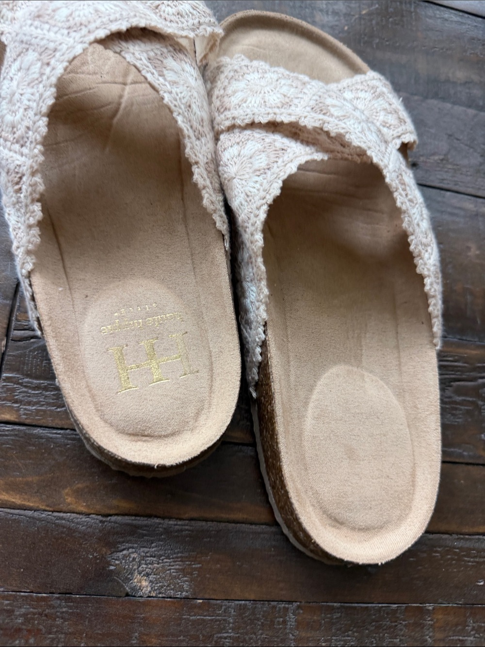 Haute Hippie Beige Crochet Cross-Strap Mules - Picture 3 of 3